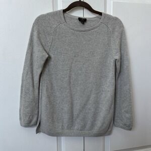 Talbots Cashmere Sweater Womens Petite Sp Gray Knit Pullover Classic Neutral